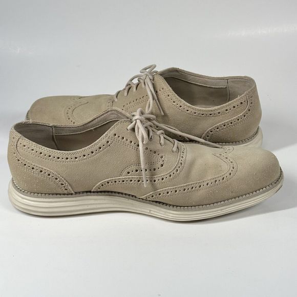 Cole Haan Lunargrand Wingtip Cream Beige Suede Shoes C24917  Mens Size 10 M main image 6